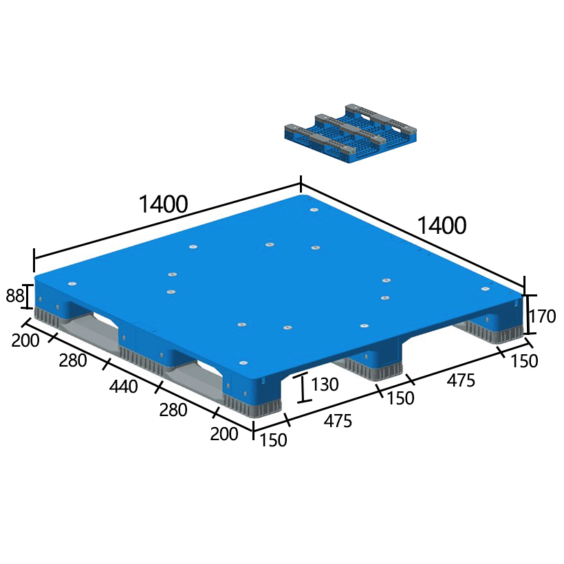1414平板川字塑料托盘